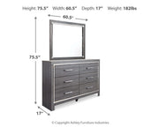 Lodanna King Panel Bed with 2 Storage Drawers with Mirrored Dresser
