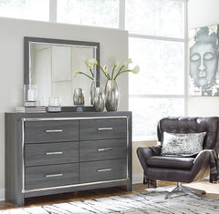Lodanna Full Panel Bed with 2 Storage Drawers with Mirrored Dresser
