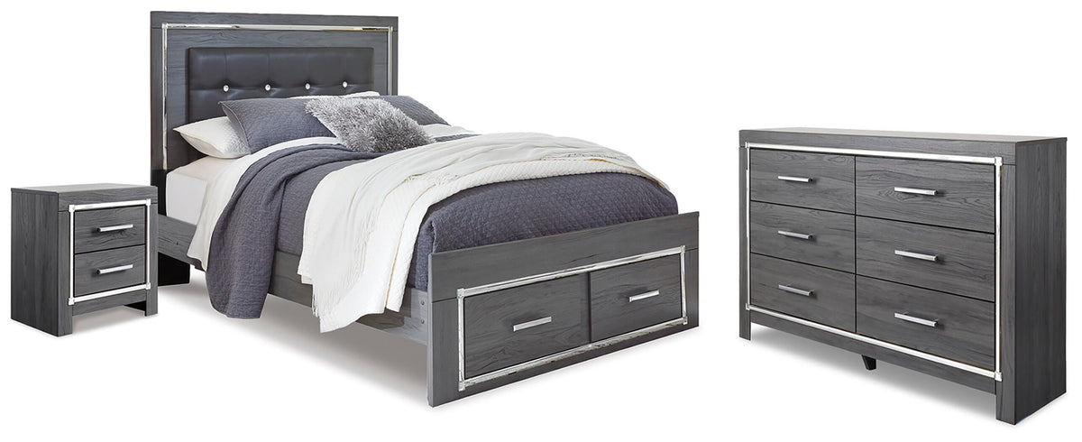 Lodanna Queen Storage Bed, Dresser and Nightstand