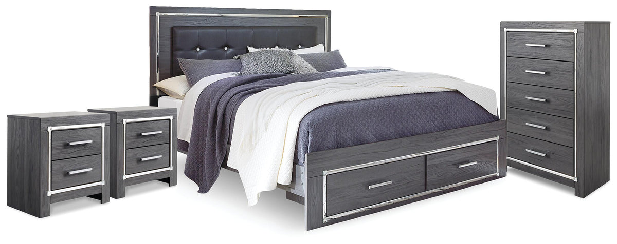 Lodanna King Storage Bed, Chest and 2 Nightstands