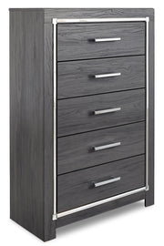 Lodanna Queen/Full Upholstered Panel Headboard Bed with Mirrored Dresser and Chest