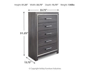 Lodanna King Panel Bed with 2 Storage Drawers with Mirrored Dresser, Chest and Nightstand