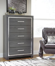 Lodanna King Panel Bed with Mirrored Dresser, Chest and Nightstand
