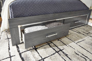 Lodanna Full Panel Bed with 2 Storage Drawers with Mirrored Dresser