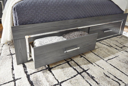 Lodanna Full Panel Bed with 2 Storage Drawers with Mirrored Dresser