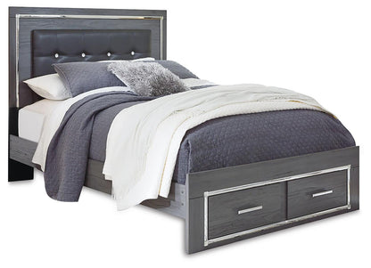 Lodanna Queen Panel Bed with 2 Storage Drawers with Mirrored Dresser