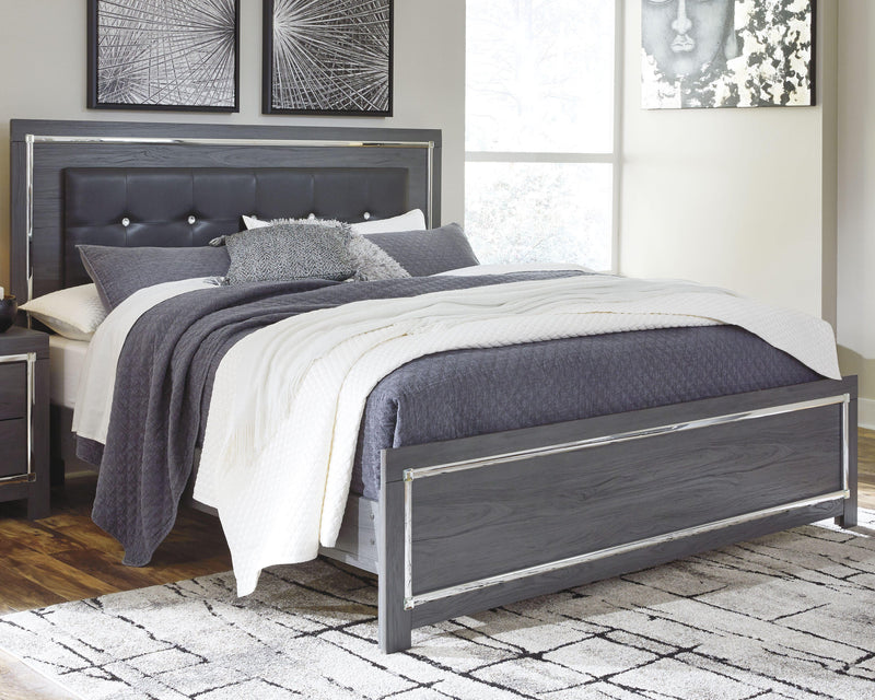 Lodanna King Panel Bed with Mirrored Dresser, Chest and Nightstand