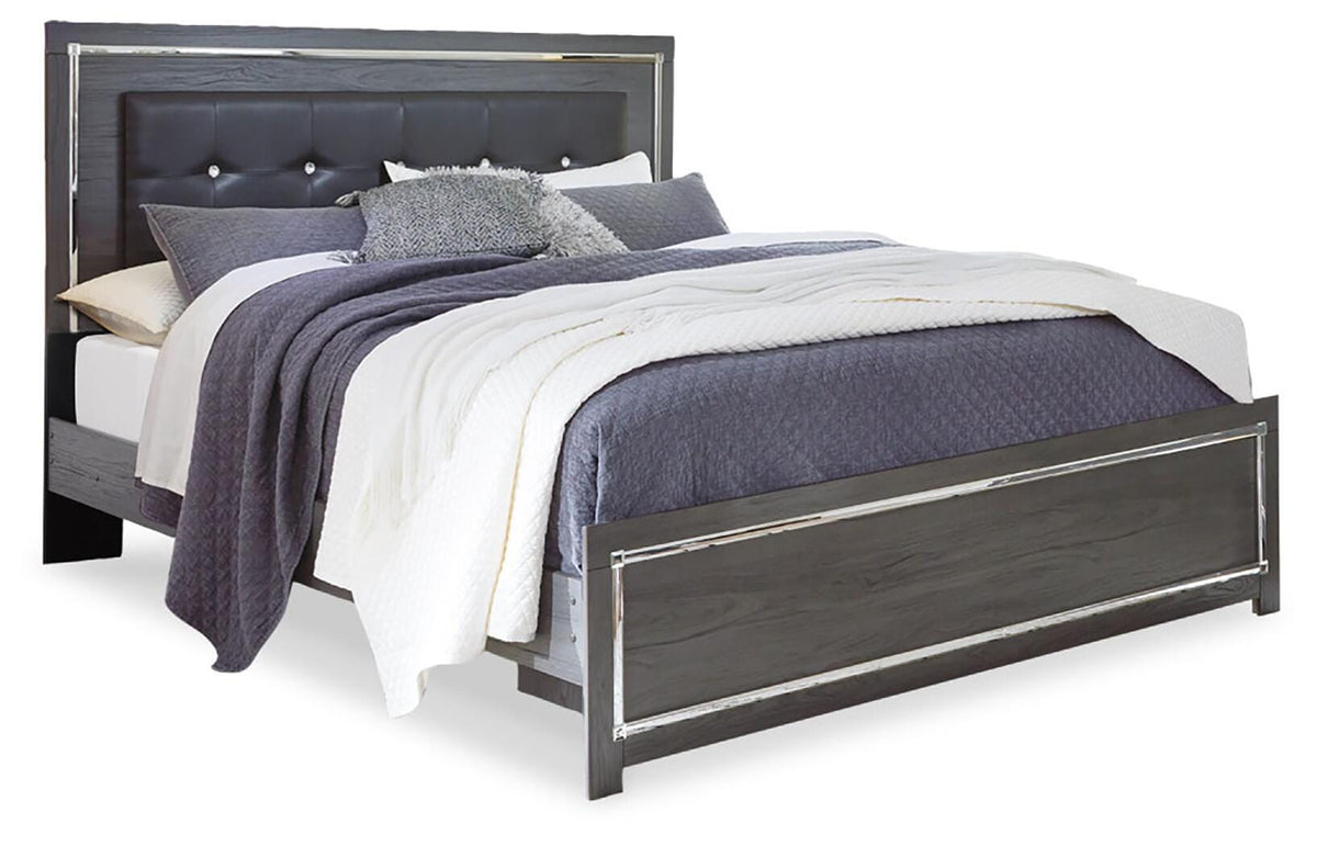 Lodanna King Panel Bed with Mirrored Dresser, Chest and Nightstand
