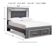 Lodanna Full Panel Bed with 2 Storage Drawers