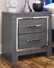Lodanna Queen Panel Bed with 2 Storage Drawers, Dresser, Mirror and Nightstand