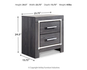 Lodanna King Panel Bed with 2 Storage Drawers, Dresser, Mirror, Chest and Nightstand