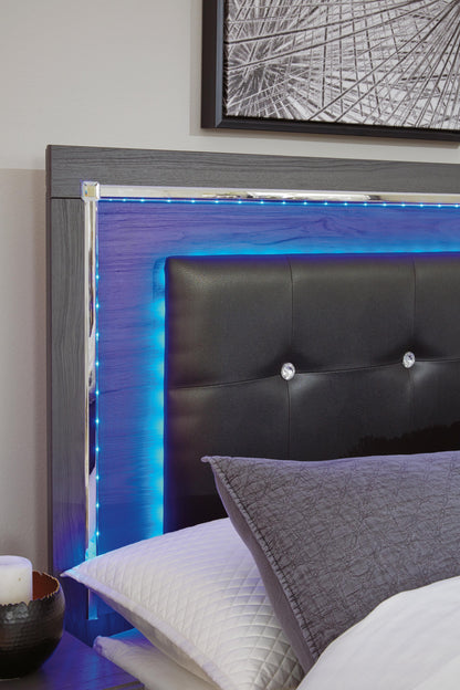 Lodanna King Panel Bed with 2 Storage Drawers with Mirrored Dresser