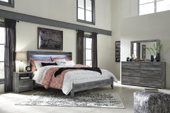 Baystorm King Panel Bed with Mirrored Dresser and Nightstand