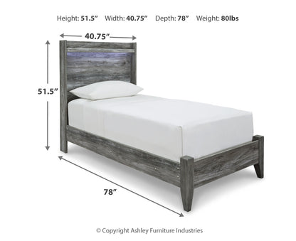 Baystorm Twin Panel Bed with Mirrored Dresser and Nightstand