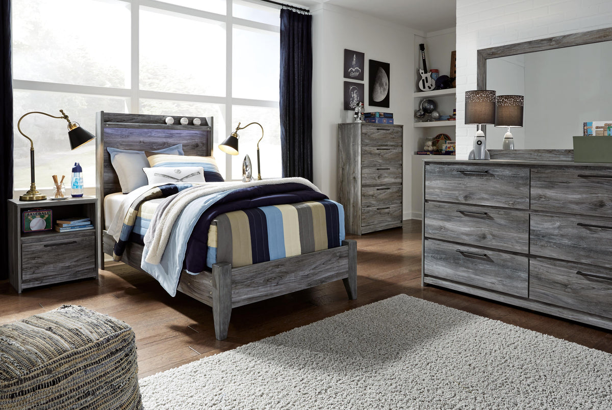 Baystorm Twin Panel Bed, Dresser and Nightstand