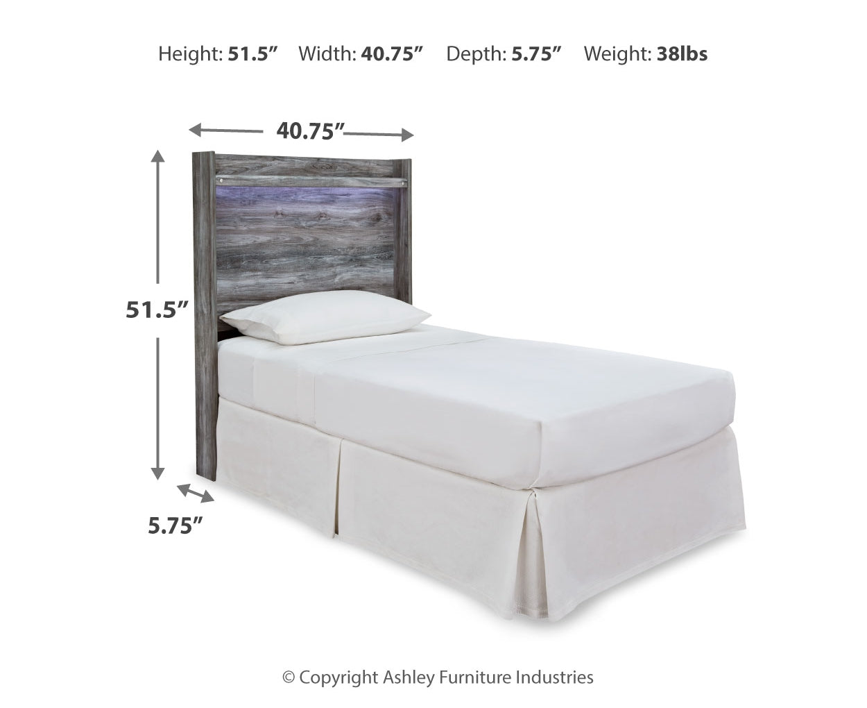 Baystorm Twin Panel Headboard with Mirrored Dresser and Nightstand