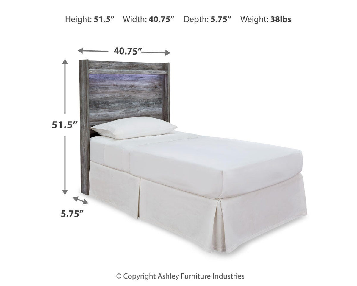 Baystorm Twin Panel Headboard with Mirrored Dresser and Nightstand