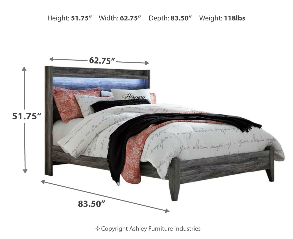 Baystorm Queen Panel Bed with Mirrored Dresser and Nightstand