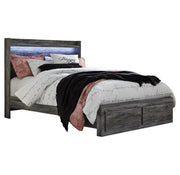 Baystorm Queen Panel Bed with 2 Storage Drawers with Mirrored Dresser and Nightstand