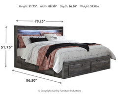 Baystorm King Panel Bed with 6 Storage Drawers