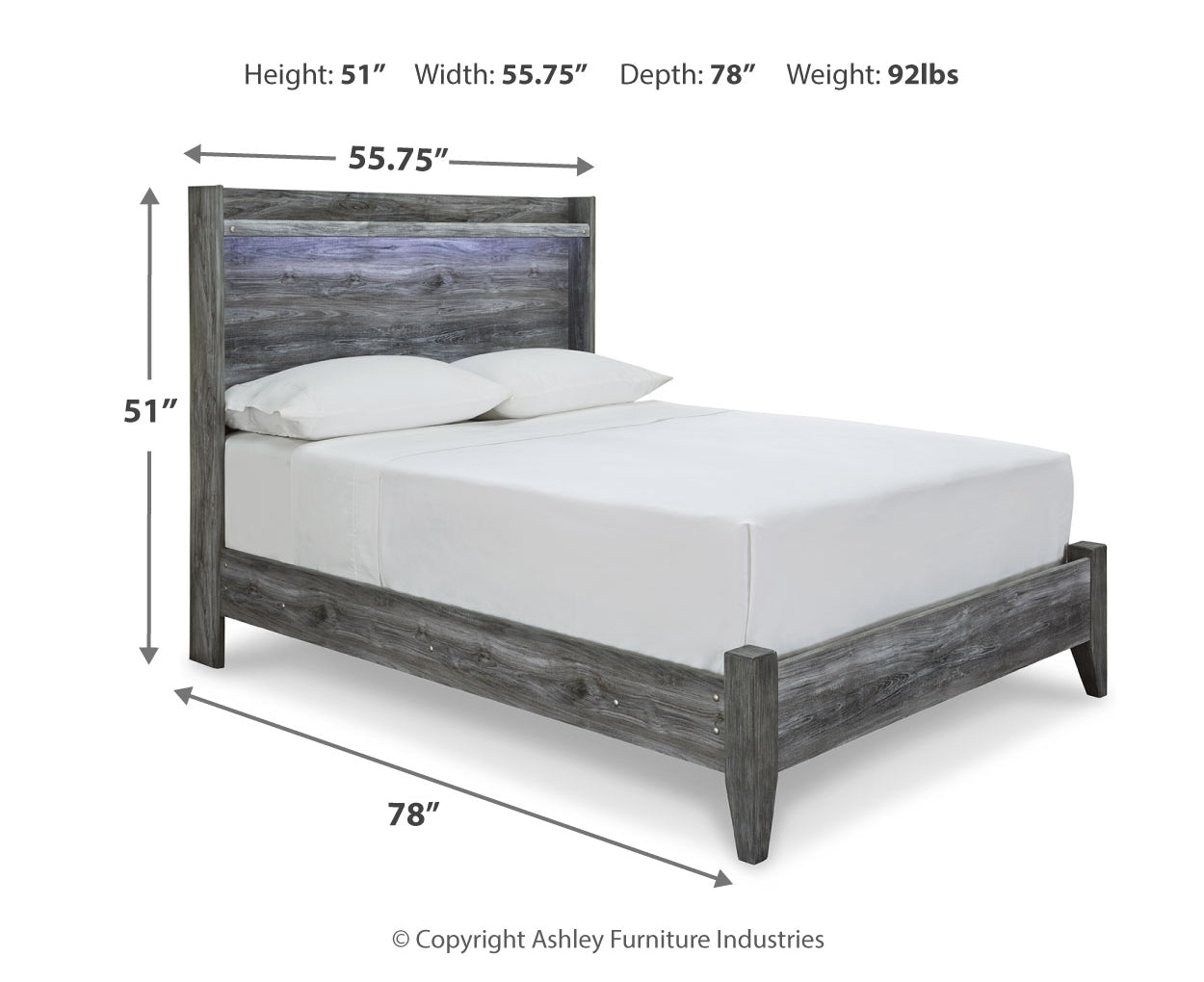 Baystorm Full Panel Bed with Mirrored Dresser and Nightstand