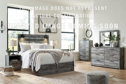 Baystorm Full Panel Bed with 2 Storage Drawers, Dresser, Mirror and Nightstand