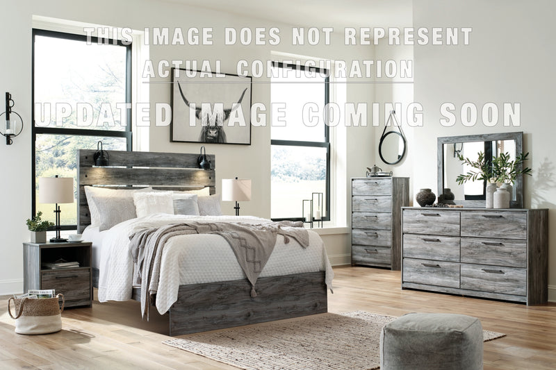 Baystorm Full Panel Bed with 2 Storage Drawers, Dresser, Mirror and Nightstand