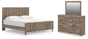 Rusticott King Panel Bed with Mirrored Dresser