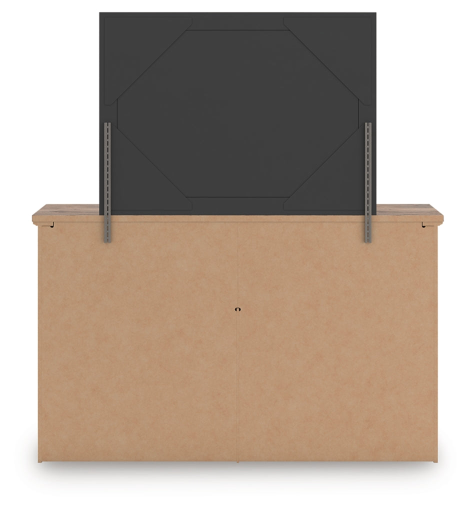 Rusticott King Panel Bed with Mirrored Dresser