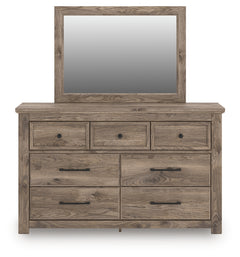 Rusticott California King Poster Bed with Mirrored Dresser