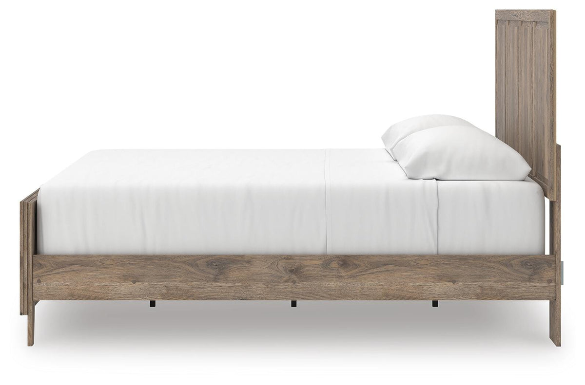 Rusticott King Panel Bed with Mirrored Dresser and Nightstand