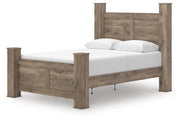 Rusticott Queen Poster Bed with Mirrored Dresser and Nightstand
