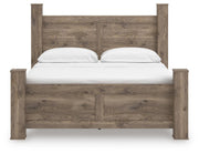 Rusticott California King Poster Bed with Mirrored Dresser and Nightstand