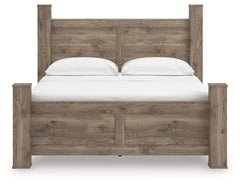Rusticott California King Poster Bed with Mirrored Dresser and Nightstand