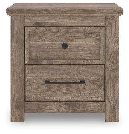 Rusticott Queen Poster Bed with Mirrored Dresser and Nightstand