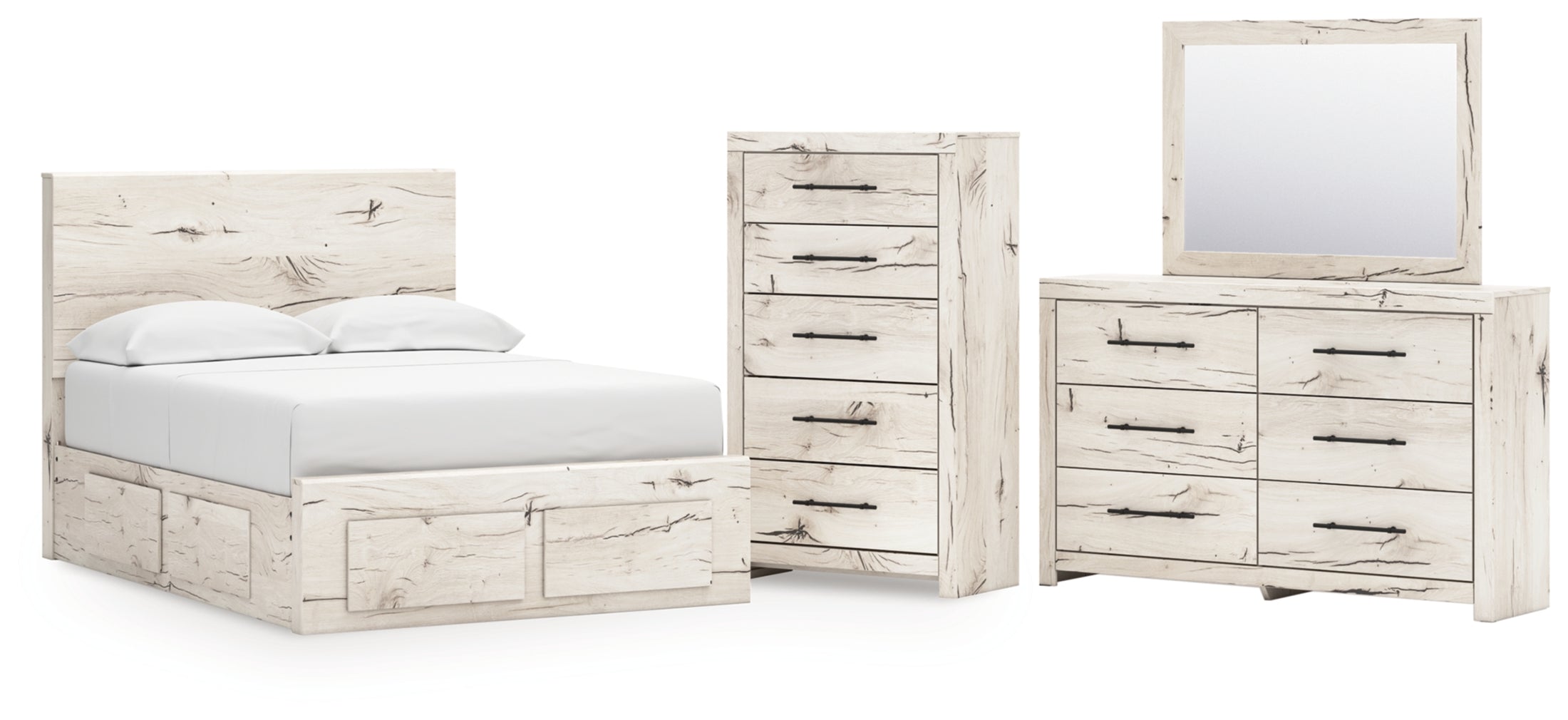 Lawroy Full Panel Storage Bed, Dresser, Mirror and Chest