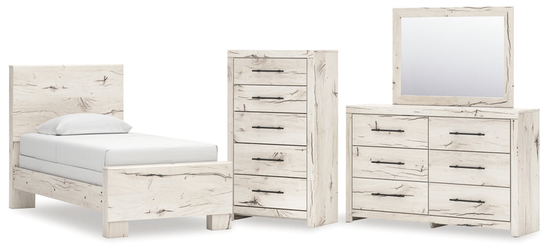 Lawroy Twin Panel Bed, Dresser, Mirror and Chest