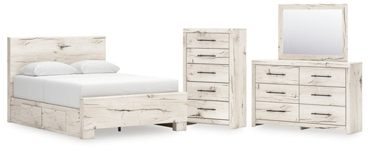 Lawroy Queen Panel Bed with Storage, Dresser, Mirror and Chest