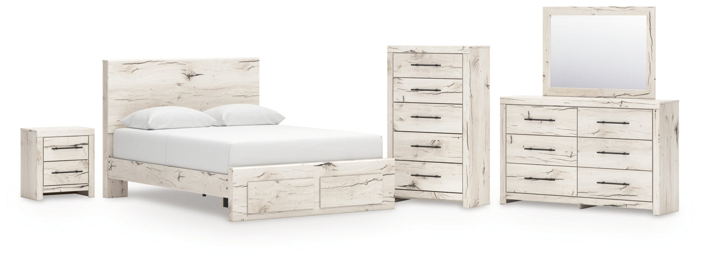Lawroy Queen Panel Storage Bed, Dresser, Mirror, Chest and Nightstand