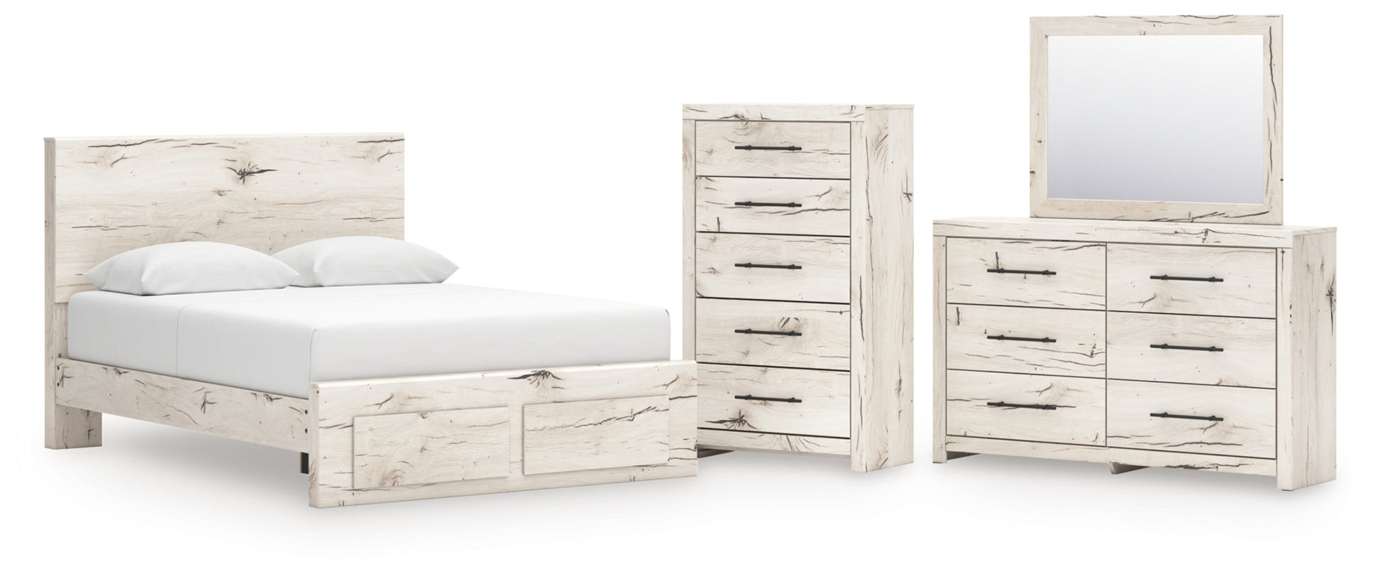 Lawroy Queen Panel Storage Bed, Dresser, Mirror and Chest