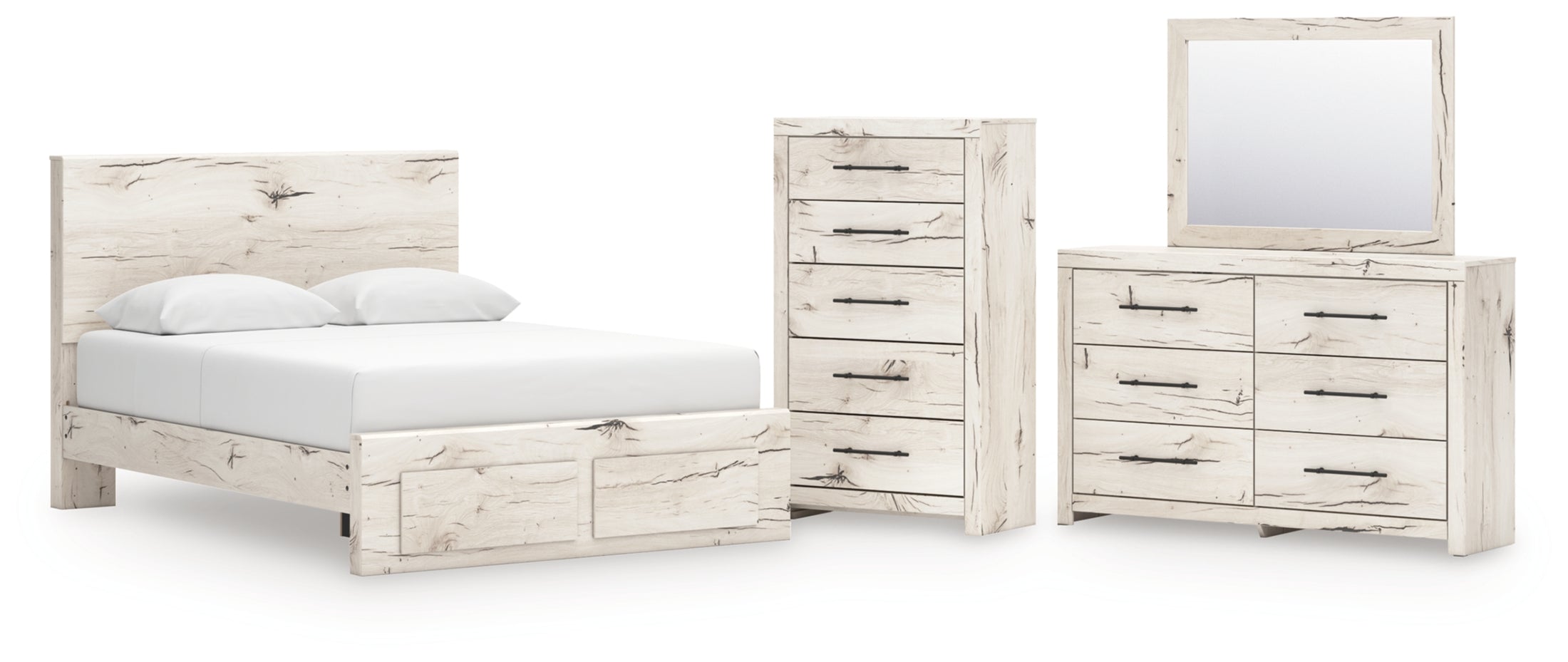 Lawroy Queen Panel Storage Bed, Dresser, Mirror and Chest