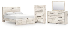 Lawroy Queen Panel Storage Bed, Dresser, Mirror and Chest