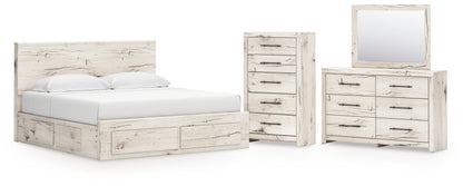 Lawroy King Panel Storage Bed, Dresser, Mirror and Chest
