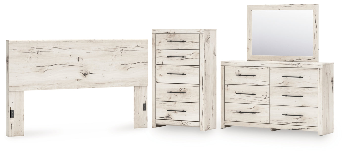 Lawroy King Panel Headboard, Dresser, Mirror and Chest