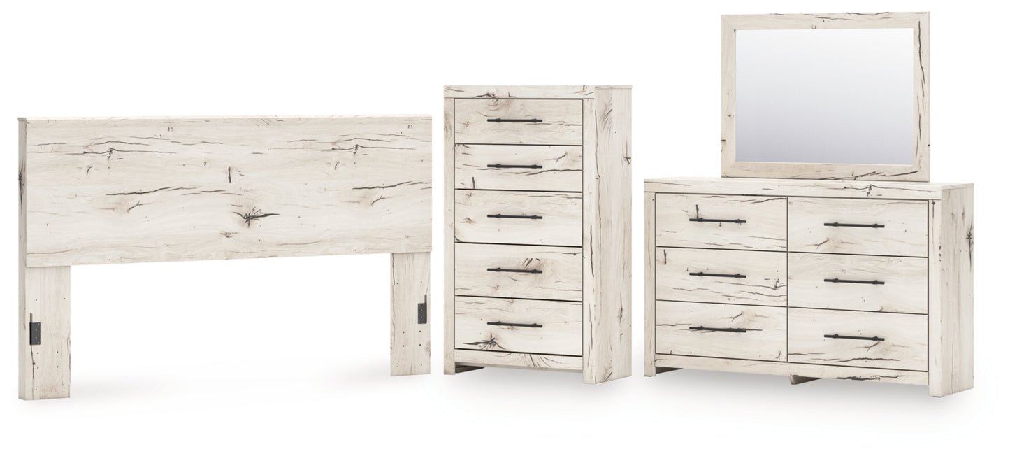 Lawroy King Panel Headboard, Dresser, Mirror and Chest
