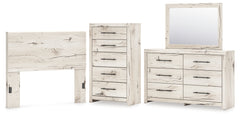 Lawroy Full Panel Headboard, Dresser, Mirror and Chest