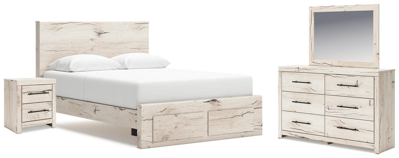 Lawroy Queen Panel Storage Bed, Dresser, Mirror and Nightstand