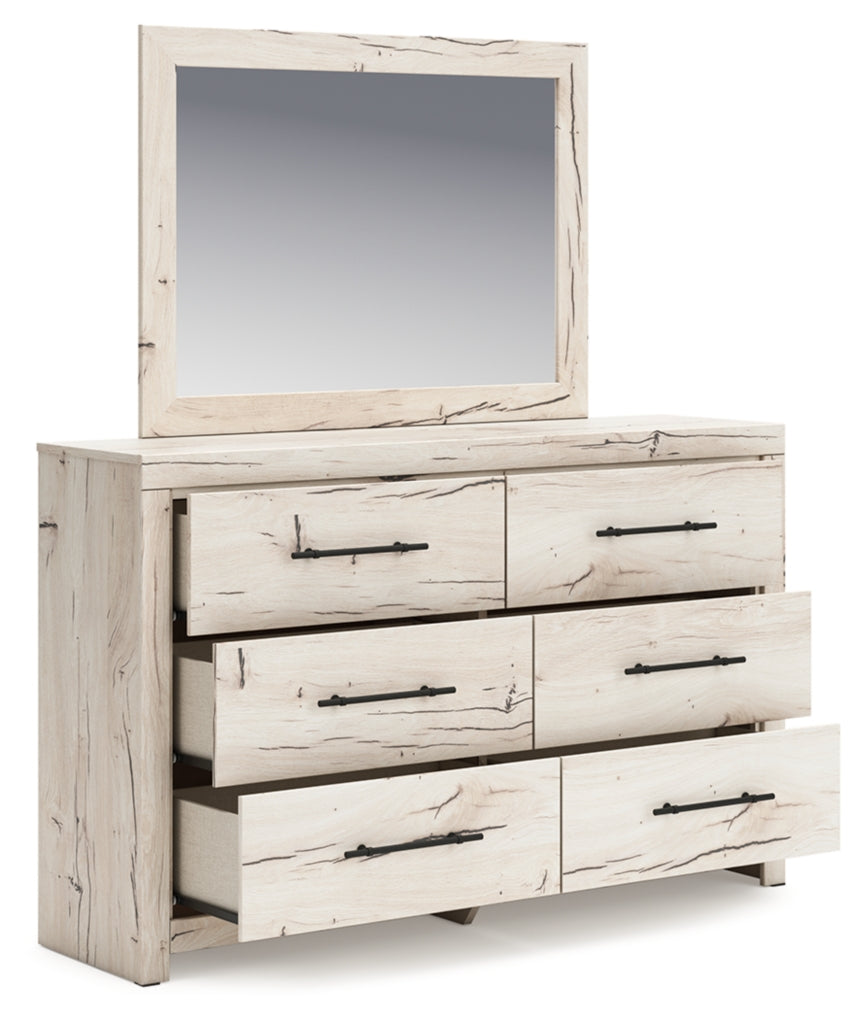 Lawroy King Panel Storage Bed, Dresser, Mirror and Nightstand