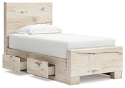 Lawroy Twin Panel Bed with Storage, Dresser and Mirror