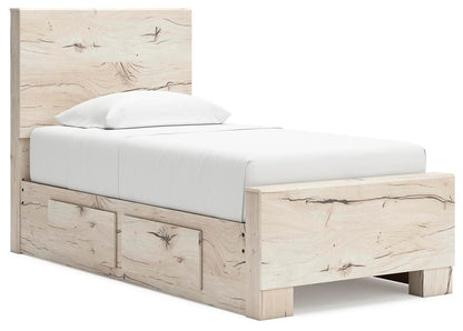 Lawroy Twin Panel Bed with Storage and Nightstand